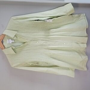 Kate Hill Linen Tunic Shirt Top Pale Mint Green Size XS NWT